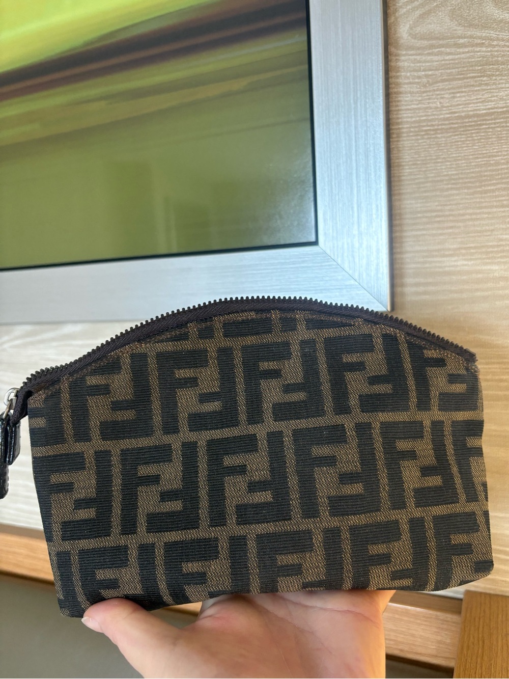 Auth FENDI zucca pouch